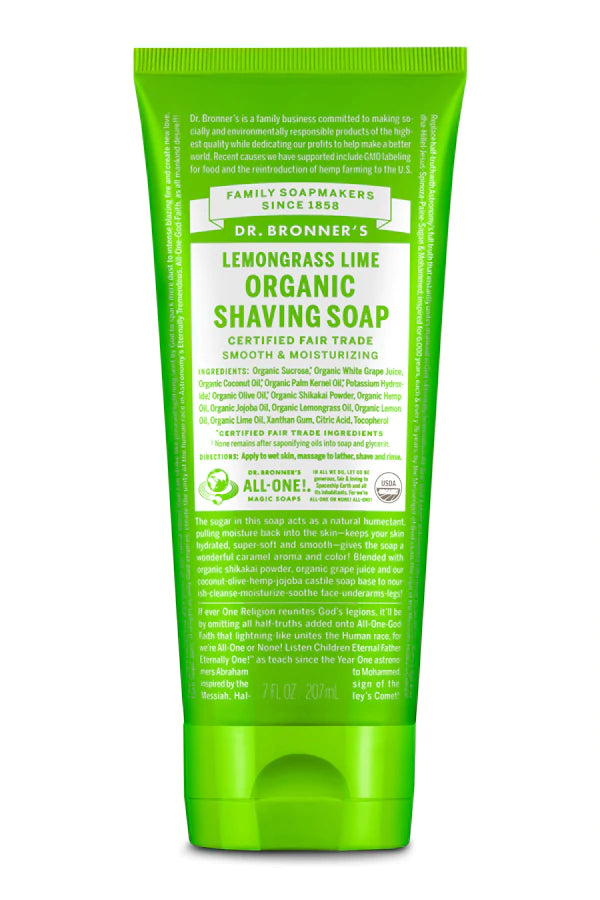 Organic Shaving Soap Lemongrass Lime