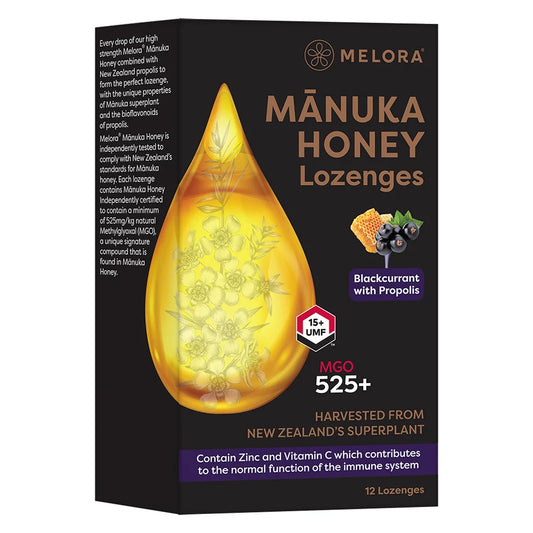 Manuka Honey 525 MGO, Propolis, Blackcurrant and Peppermint Lozenges