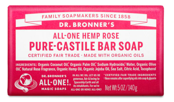 Dr. Bronner’s Pure-Castile Bar Soap Rose 140g